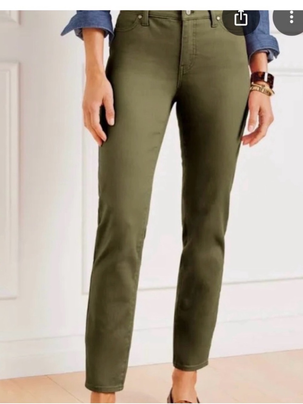 Talbots High-Rise Olive Green Slim Ankle Jeans NEW